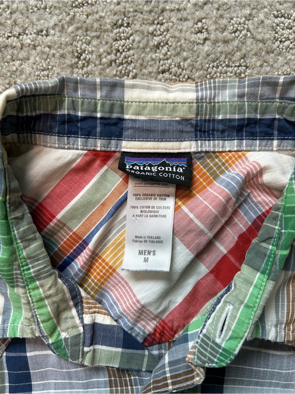 Patagonia Mens Button-Up Shirt Green Plaid Medium Organic Cotton Chest Pocket - Picture 3 of 9